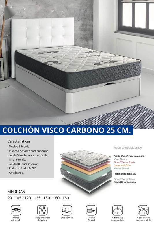 Colchón Visco Carbono 25cm