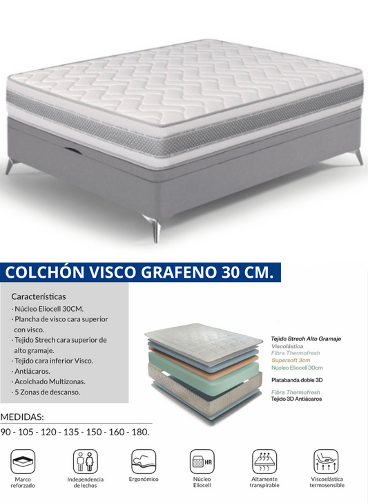 Colchón Visco Grafeno 30cm